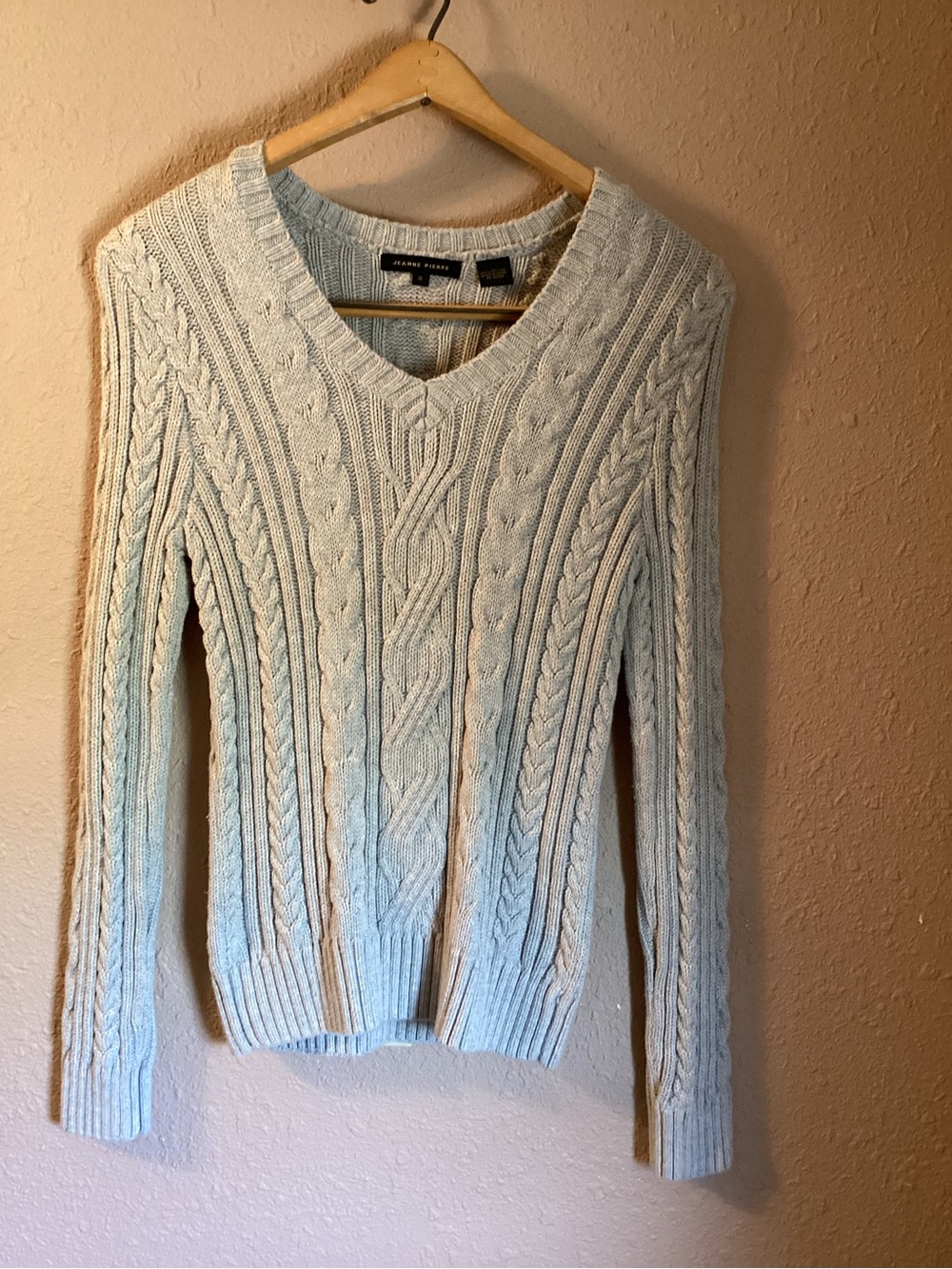 Jeanne Pierre Gray Cotton Cable Knit sweater woman’s small